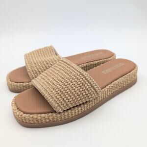 Steve Madden Boardwalk Espadrille Slide Sandals Natural Raffia Size US7.5M EU38